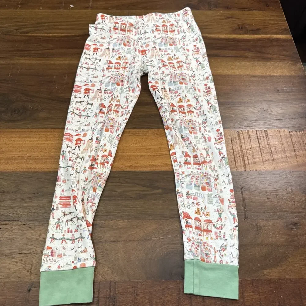 Lake Pajamas Set Kids White Red Holiday Print Pima Cotton SIZE 7